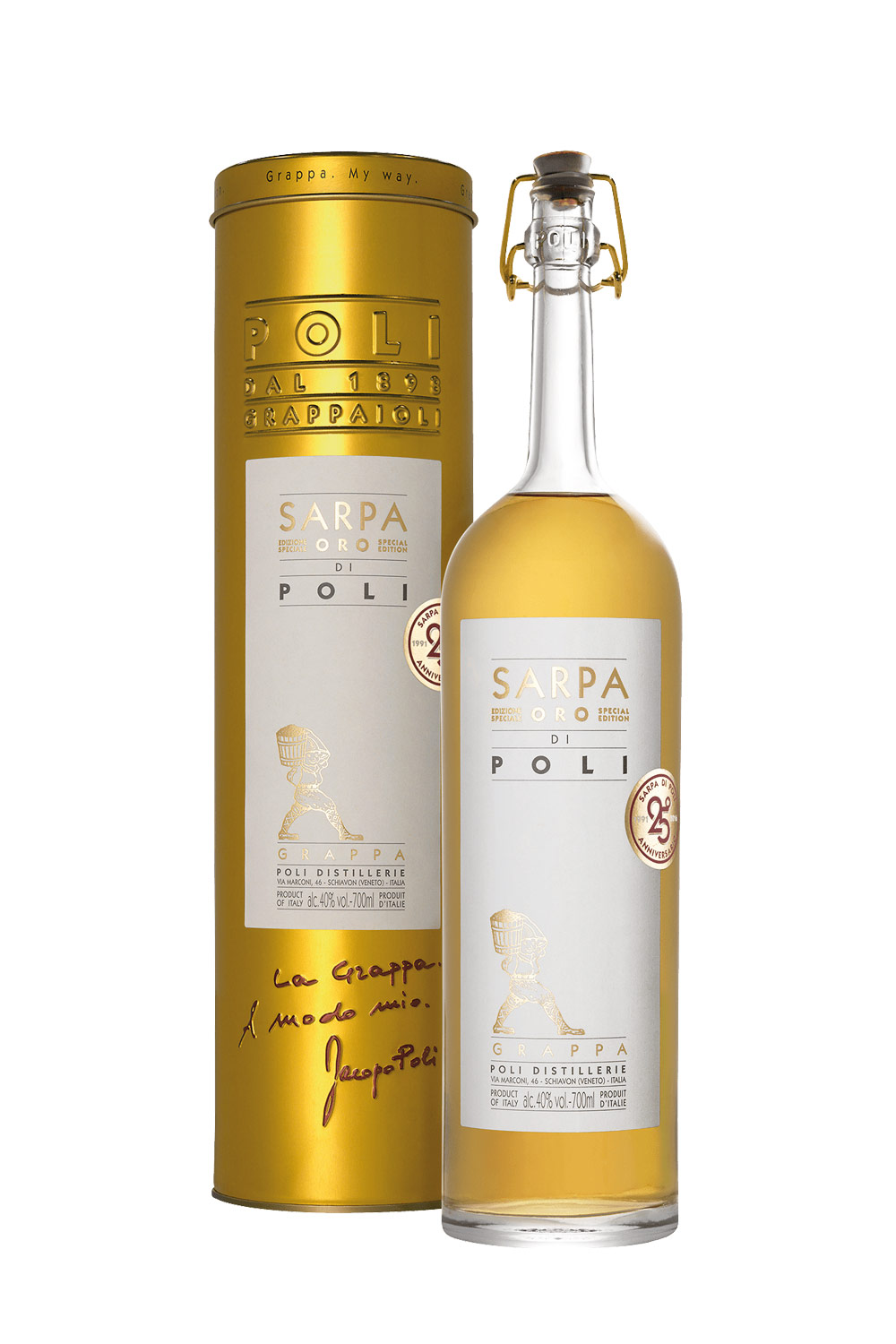 Poli Grappa Sarpa Oro di Poli in Geschenkverpackung 0,7