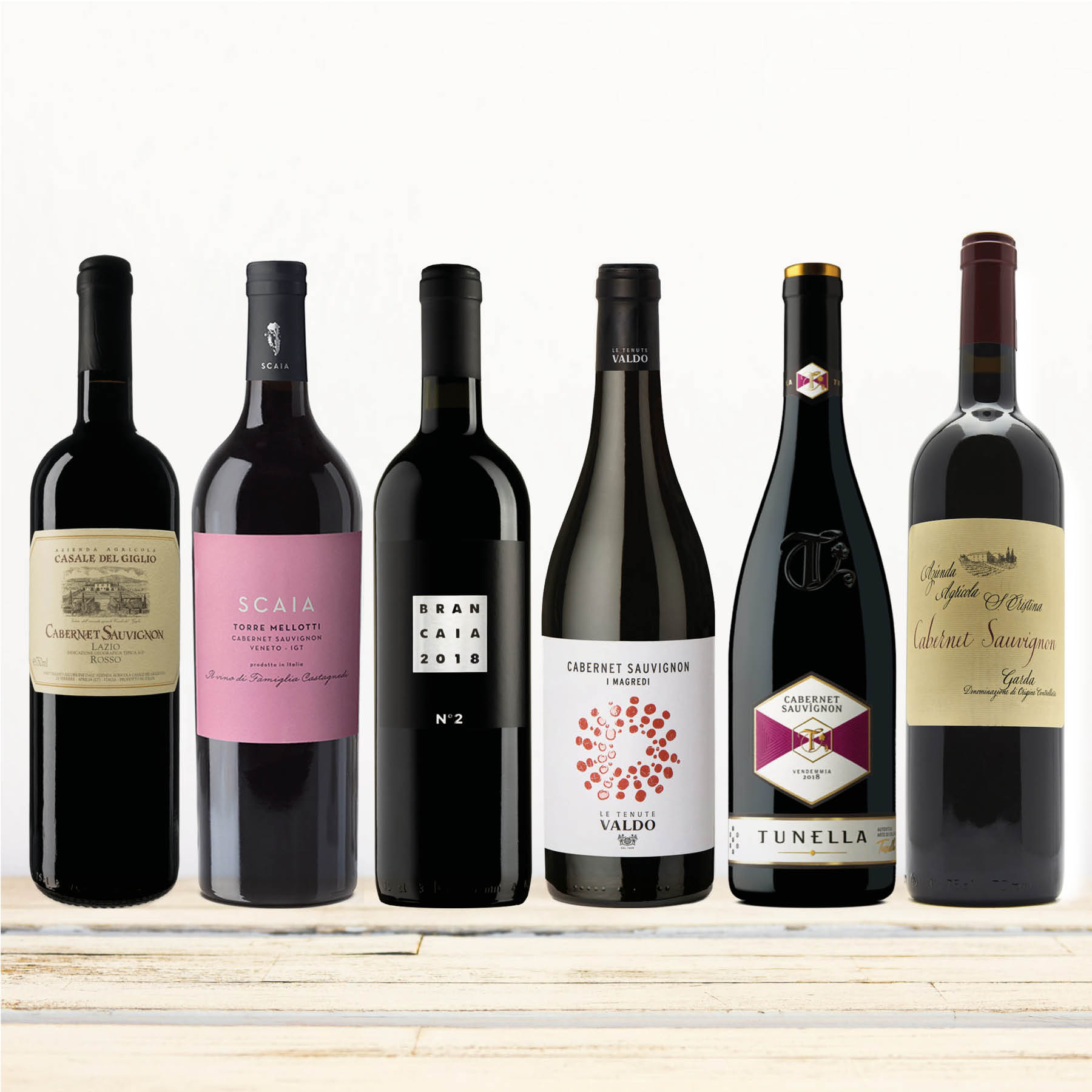 Probierpaket Cabernet Sauvignon Selection Italien – 6 Weine, eine Rebsorte (6 x 0,75 l)