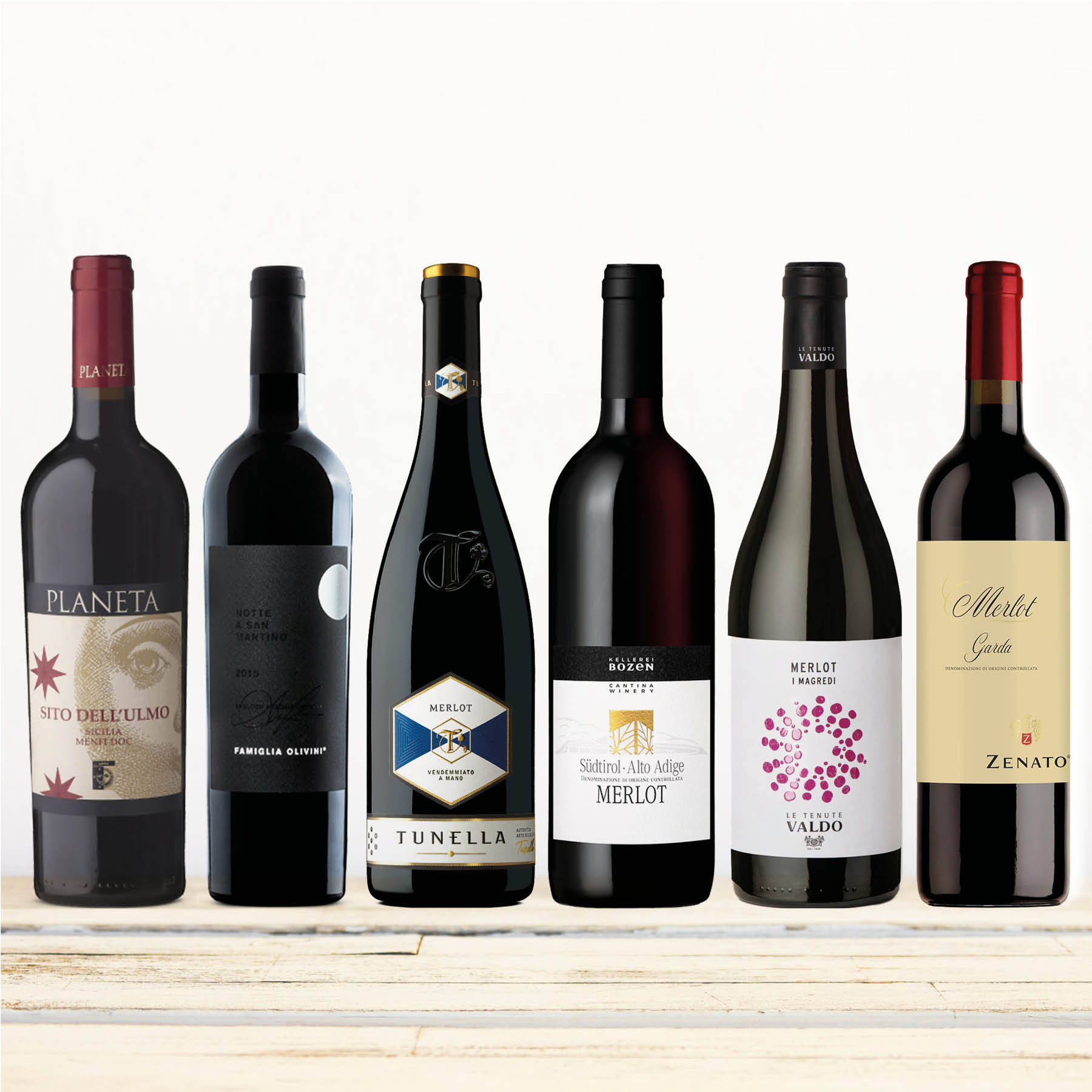 Probierpaket Merlot Selection Italien – 6 Weine, eine Rebsorte (6 x 0,75 l)