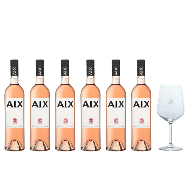 Sparpaket Maison Saint Aix Aix rosé AOP 2022 (6 x 0,75l) mit Spiegelau Senti Vini Weinglas