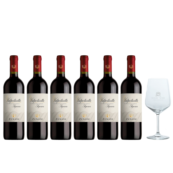 Sparpaket Zenato Valpolicella Superiore DOC 2020 (6 x 0,75l) mit Spiegelau Senti Vini Weinglas