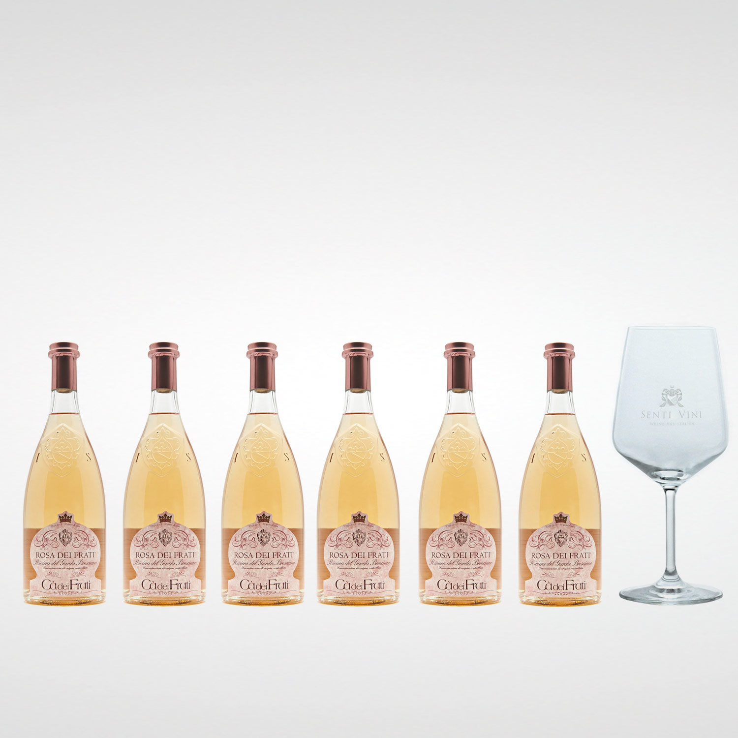 Sparpaket Cà dei Frati Rosa dei Frati DOC 2022 (6 x 0,75l) mit Spiegelau  Senti Vini Weinglas | Online kaufen bei Senti Vini - Weine aus Italien | Roséweine