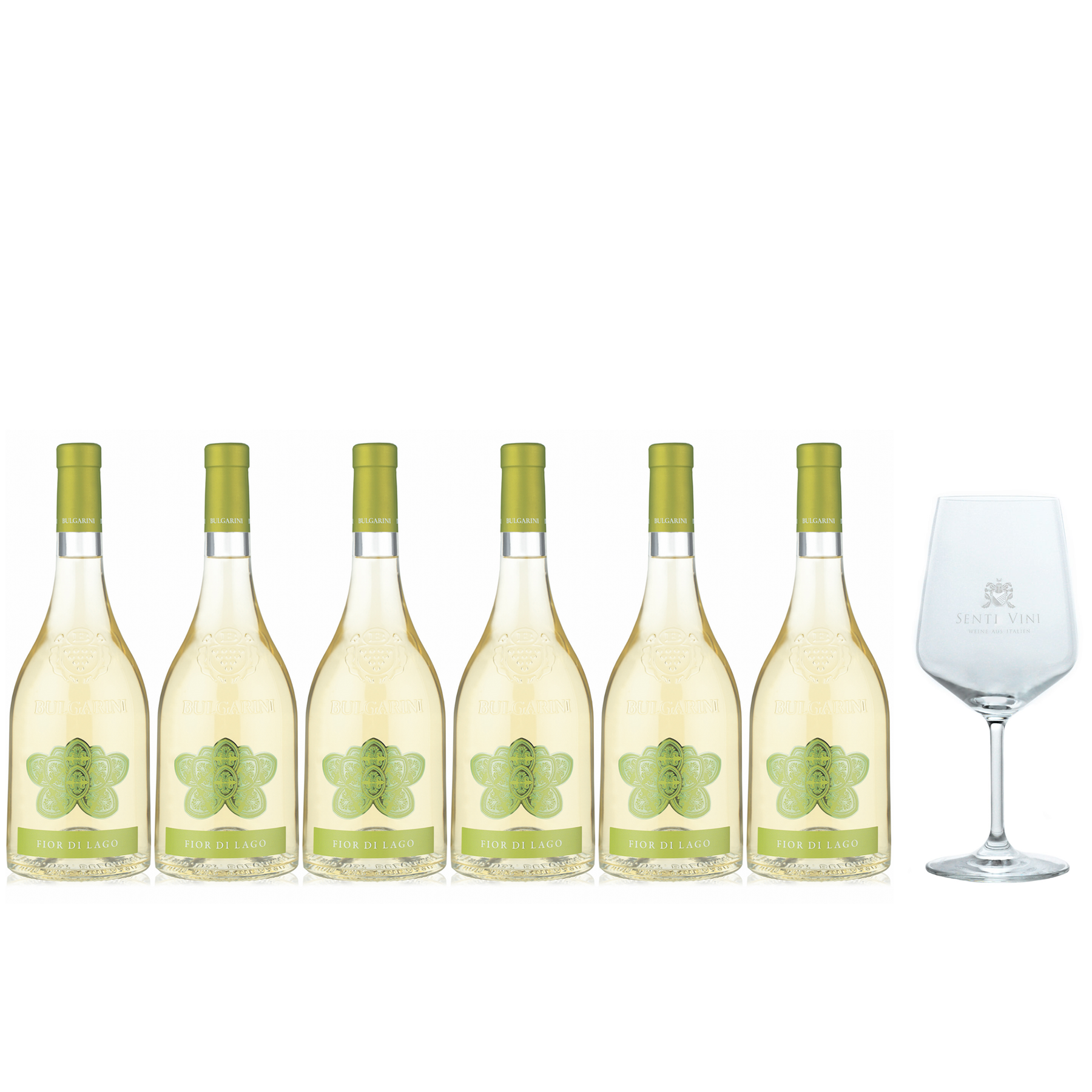Sparpaket Bulgarini Fior di Lago Vino Bianco 2022 (6 x 0,75l) mit Spiegelau  Senti Vini Weinglas | Online kaufen bei Senti Vini - Weine aus Italien