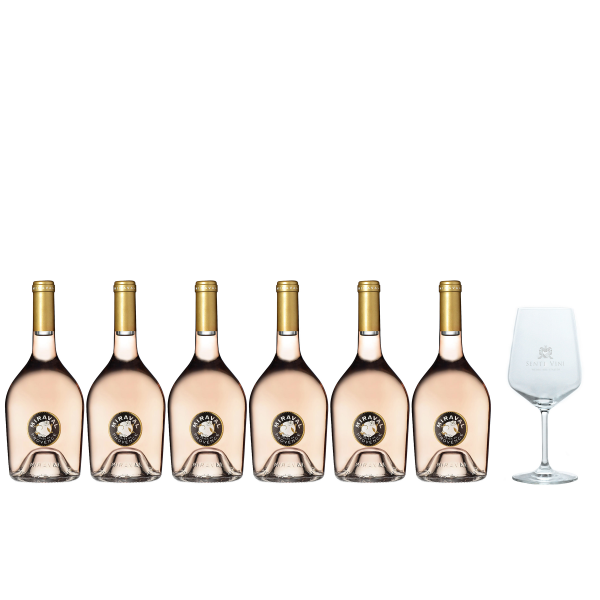 Sparpaket Miraval Côtes de Provence rosé AOP 2022 (6 x 0,75l) mit Spiegelau Senti Vini Weinglas