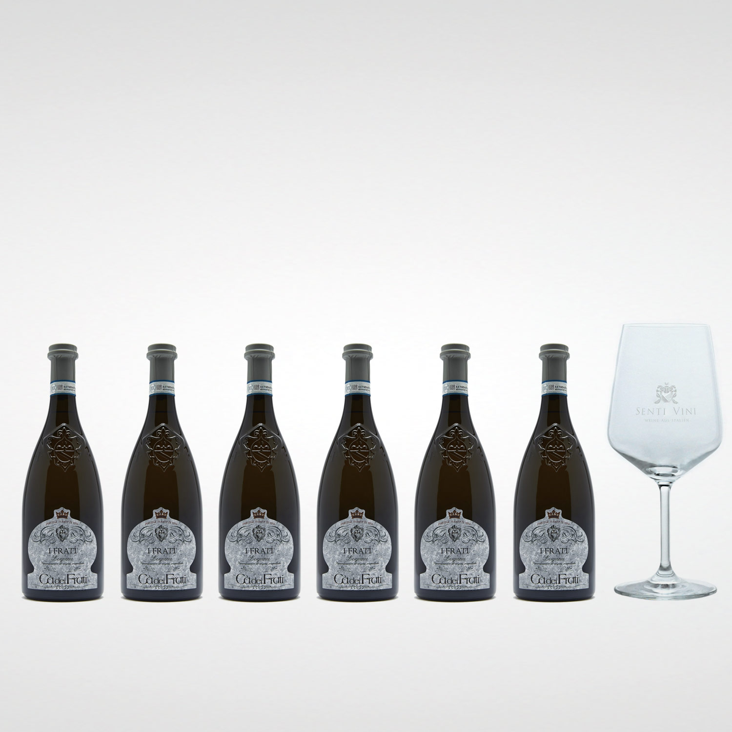 Sparpaket Cà dei Frati I Frati Lugana DOC 2022 (6 x 0,75l) mit Spiegelau  Senti Vini Weinglas | Online kaufen bei Senti Vini - Weine aus Italien