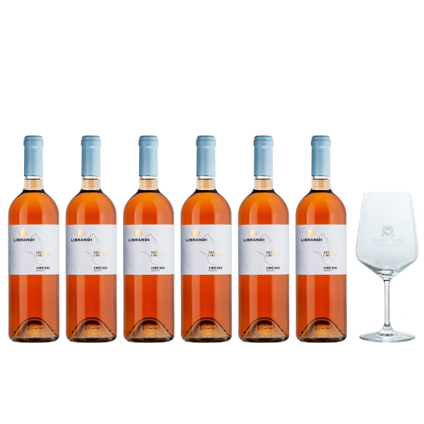 Sparpaket Librandi Cirò Rosato DOC 2022 (6 x 0,75l) mit Spiegelau Senti Vini Weinglas
