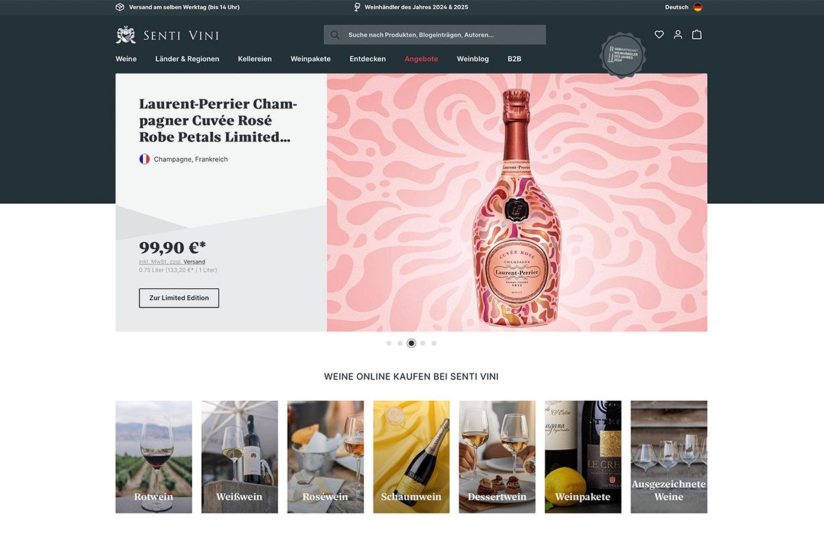 Der neue Senti Vini Online Shop
